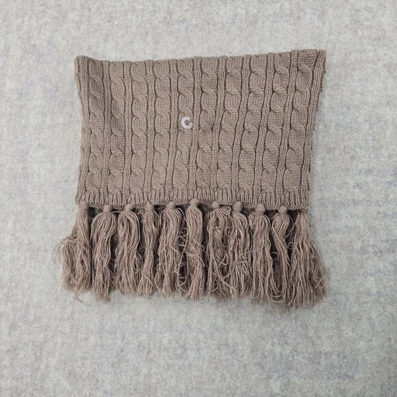 Lot of Womens Knitted Infinity Scarf Acrylic Beige Fringe Detailing Tassels - Picture 3 of 14